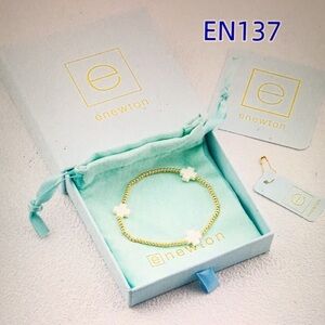 Newton Gold and White Beaded Bracelet